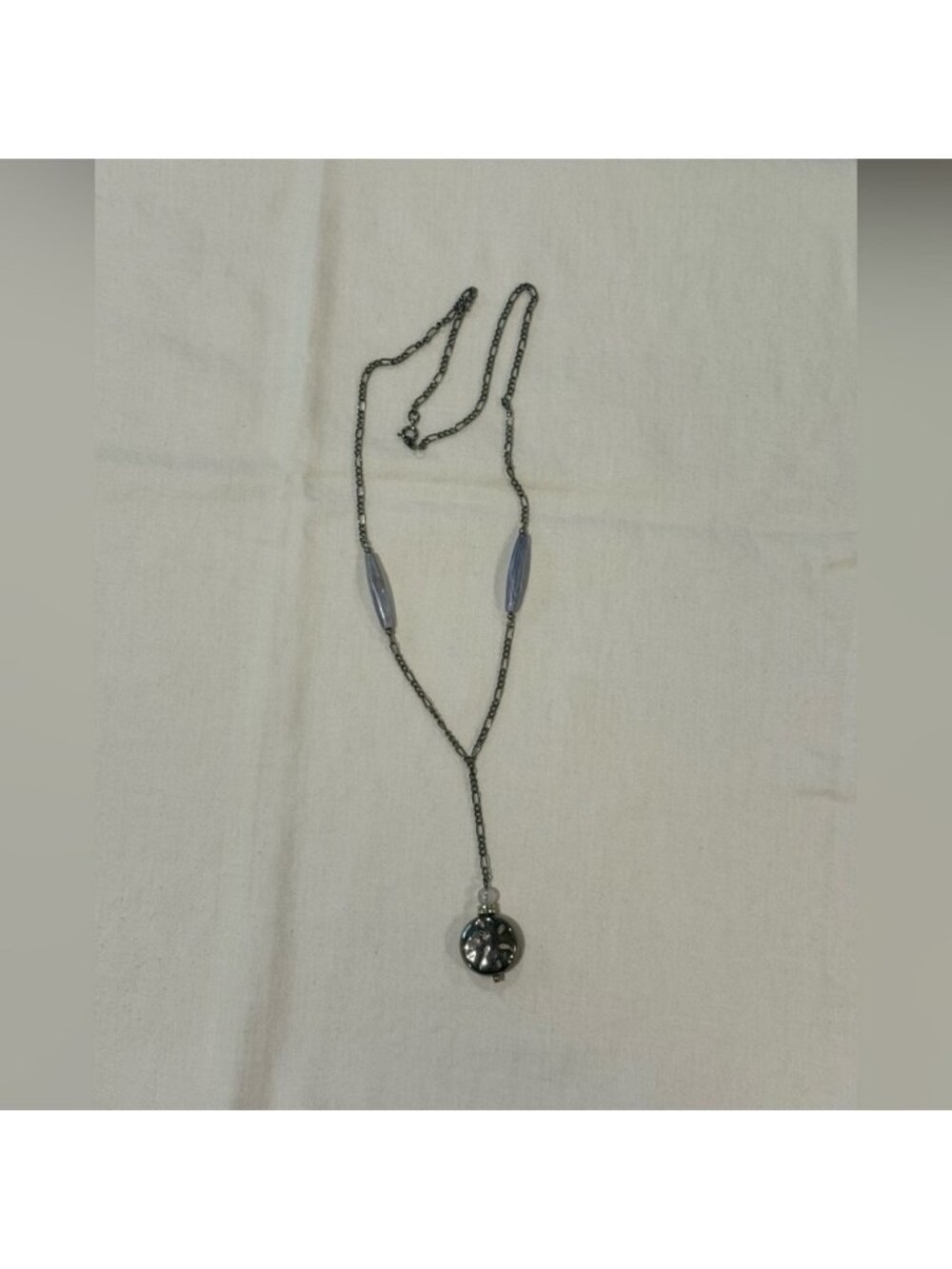 Vintage Silver-tone‎ Pendant Necklace Lavender Beads